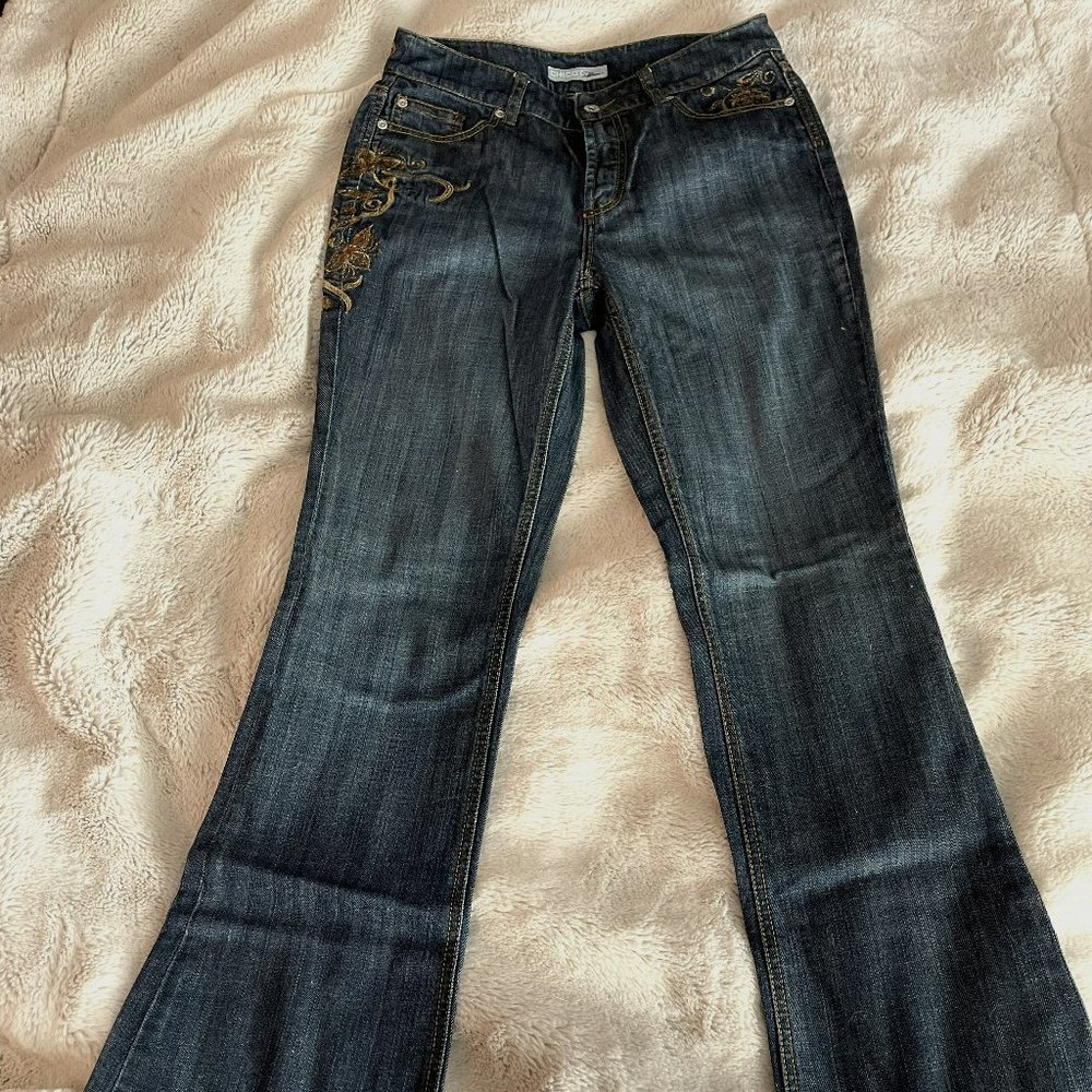 Chico's Gold Embellished Jeans - Size 1 (6-8 in normal sizes)